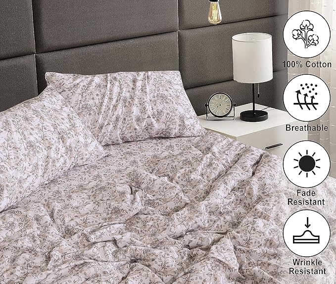 RUVANTI Flannel Sheets King Size - 100% Cotton Brushed King Size Sheets Set - Deep Pockets 16 Inches Bed Sheets - All Seasons Breathable & Extra Soft - Warm & Cozy, 4 Piece, Shallow