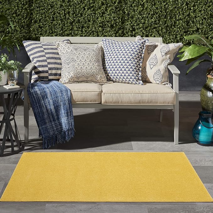 Nourison Home Nourison Essentials Yellow 3' x 5' Area Rug - Easy Clean, Non Shedding, Bed Room, Living Room, Dining Room, Kitchen (3' x 5')