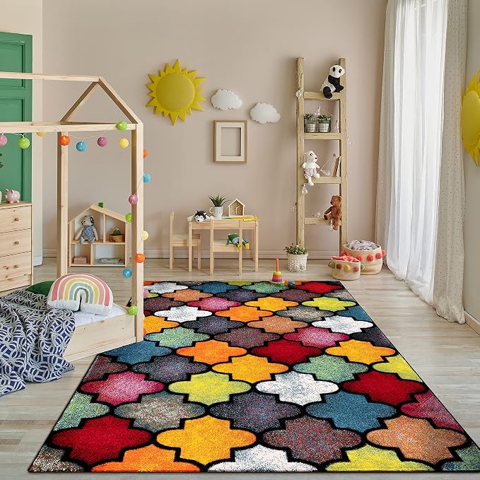 Paco Home Colorful Area Rug with Moroccan Pattern in Multicolor, Size: 4' x 5'7"