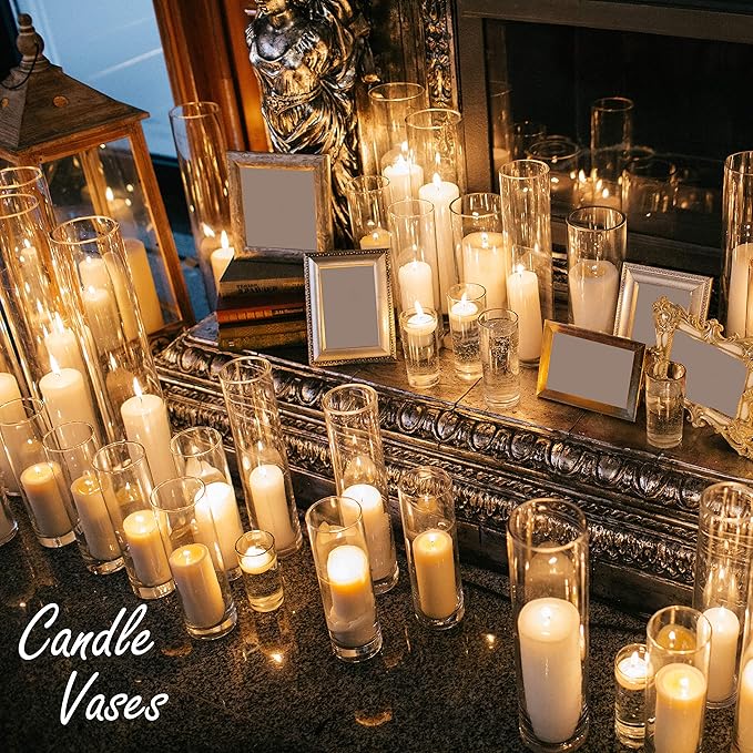 CYS EXCEL Cylinder Clear Glass Vase (H:26" D:6") | Multiple Size Choices Glass Flower Vase Centerpieces | Hurricane Floating Candle Holder Vase