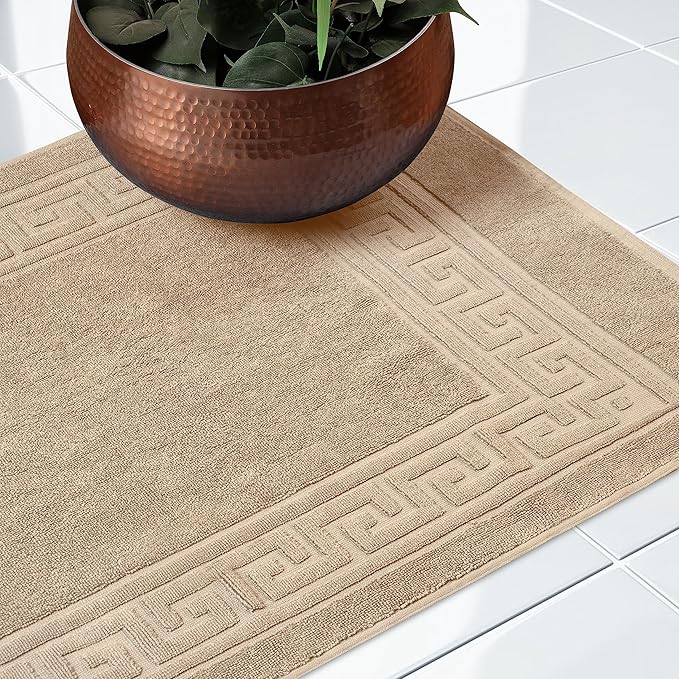 Superior Heavyweight Cotton Bath Mats, Bath Rugs For Bathroom Accessories, Washable Rug For Shower, Bath, Toilet, Modern Decor, No Backing, Luxury Hotel And Spa Quality, Set of 2, 22" x 35", Taupe