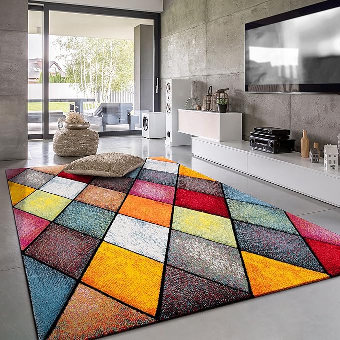 Paco Home Colorful Area Rug with Geometric Diamonds in Multicolor, Size: 2'8" x 4'11"