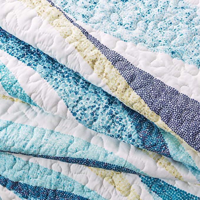 HoneiLife Beach Quilt King Size - 3 Pieces Coastal Quilt Sets Nautical Bedspreads Ocean Coverlets Lightweight Bed Cover, King Quilt Bedding Set All Season Quilts