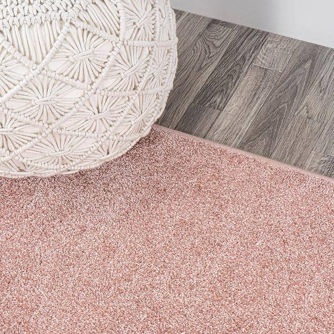 JONATHAN Y Haze Solid Low-Pile Pink 5x5 Square Indoor Area Rug, Coastal,Bohemian,Minimalist,Classic, Easy-Cleaning for Living Room,Bedroom,Kitchen,Pet Friendly,Non-Shedding (SEU100P-5SQ)
