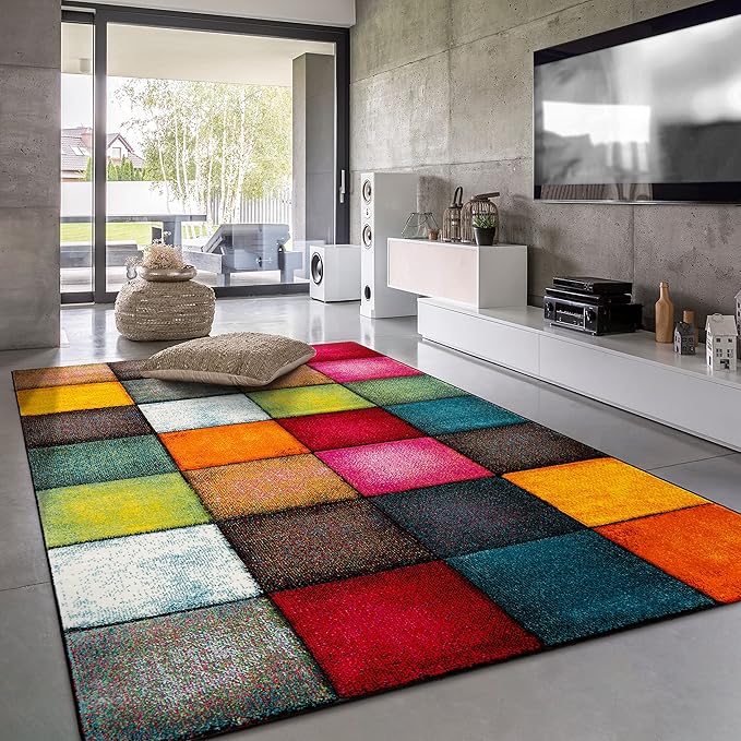 Paco Home Colorful Area Rug Checkered with Multicolor Squares, Size: 7'10" x 10'10"