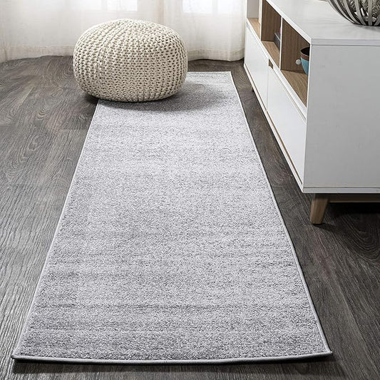 JONATHAN Y Haze Solid Low-Pile Light Gray Runner Rug 2x12, Coastal,Bohemian,Minimalist,Classic, Easy-Cleaning for Living Room,Bedroom,Kitchen,Pet Friendly,Non-Shedding (SEU100K-212)