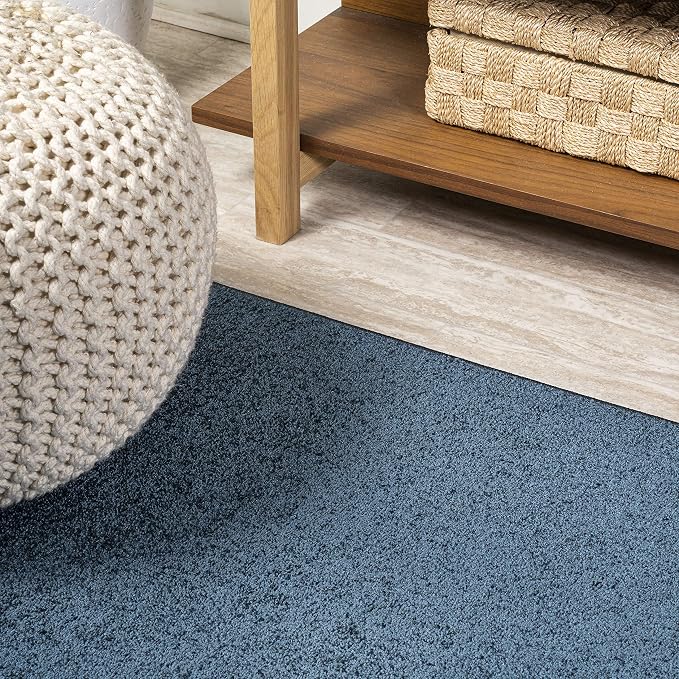 JONATHAN Y Haze Solid Low-Pile Navy 5' Round Indoor Area Rug, Coastal,Bohemian,Minimalist,Classic, Easy-Cleaning for Living Room,Bedroom,Kitchen,Pet Friendly,Non-Shedding (SEU100C-5R)