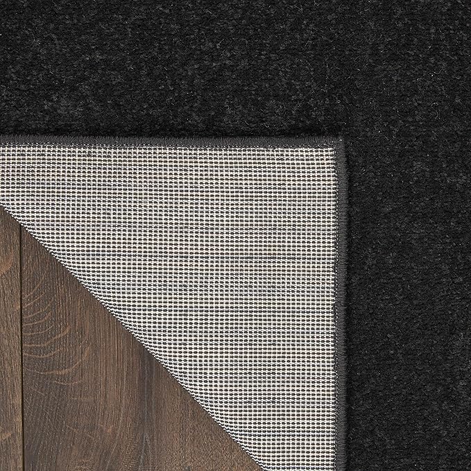 Nourison Home Nourison Essentials Black 5' x Square Area Rug - Easy Clean, Non Shedding, Bed Room, Living Room, Dining Room, Kitchen (5' x Square)