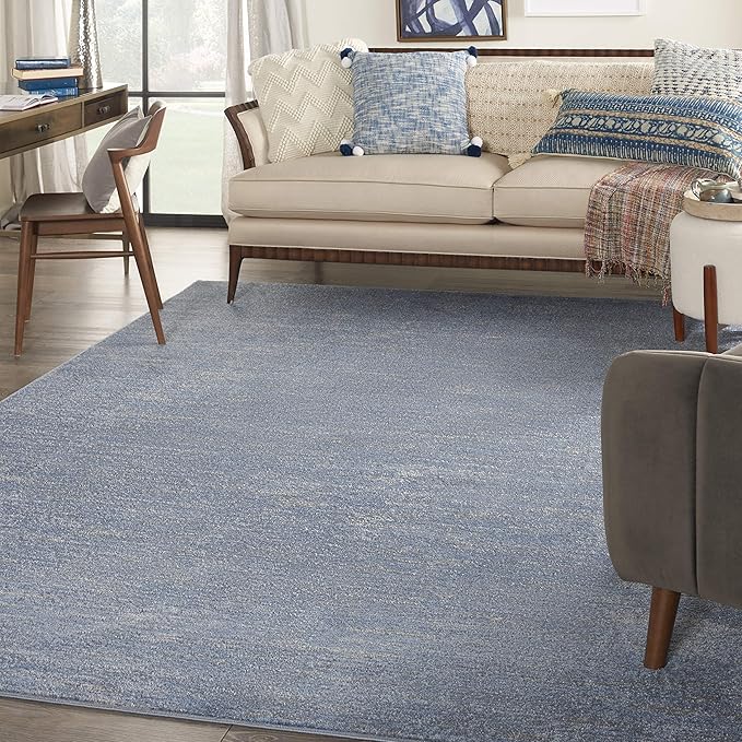 Nourison Home Nourison Essentials Blue Grey 8' x 10' Area Rug - Easy Clean, Non Shedding, Bed Room, Living Room, Dining Room, Kitchen (8' x 10')