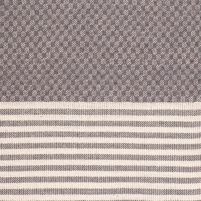 Boho Striped Turkish Hand Towels Set of 2 | 100% Cotton, 16 x 40 Inches | Decorative Bathroom Hair Face Gym Yoga Dishcloth Tea Kitchen Light Weight Quick Dry Farmhouse Towel (Grey)