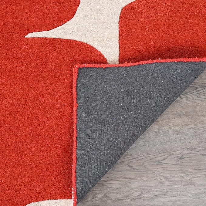 Restoration and Renovation Modern Wool Area Rug - Contemporary Abstract Geometric Design, Thick & Soft Hand-Tufted Carpet - Ideal for Indoor Decor in Living Room, Bedroom (Poppy, 3' x 5')