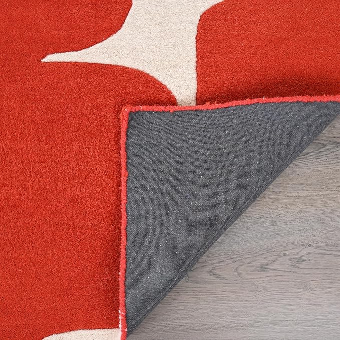 Restoration and Renovation Modern Wool Area Rug - Contemporary Abstract Geometric Design, Thick & Soft Hand-Tufted Carpet - Ideal for Indoor Decor in Living Room, Bedroom (Poppy, 6' x 9')
