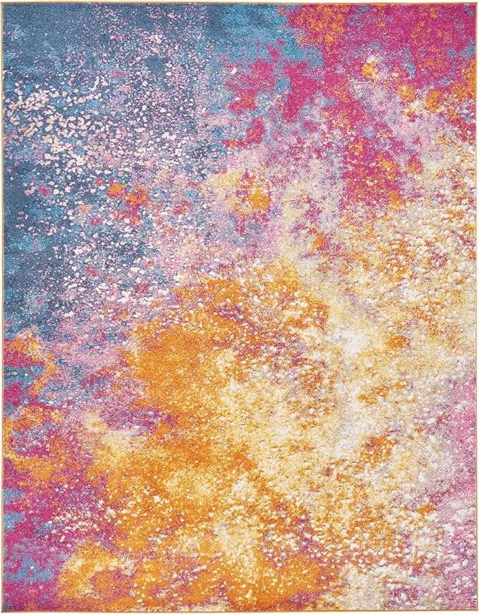 Nourison Home Passion Sunburst 8' x 10' Area-Rug, Modern, Abstract, Easy-Cleaning, Non Shedding, Bed Room, Living Room, Dining Room, Kitchen
