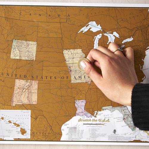 Maps International - Scratch The World Travel Map | Frameable 11 x 17 in - Updated 2025 with Detailed Borders