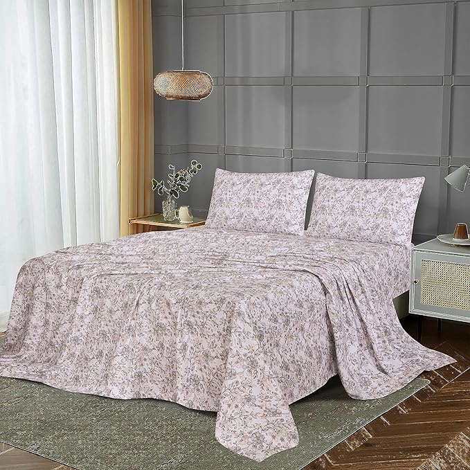 RUVANTI Flannel Sheets Queen Size - 100% Cotton Double Brushed Bed Sheets, Deep Pockets 16 Inches Queen Sheet Set, All Seasons Breathable & Extra Soft - Warm & Cozy, 4 Piece, Shallow