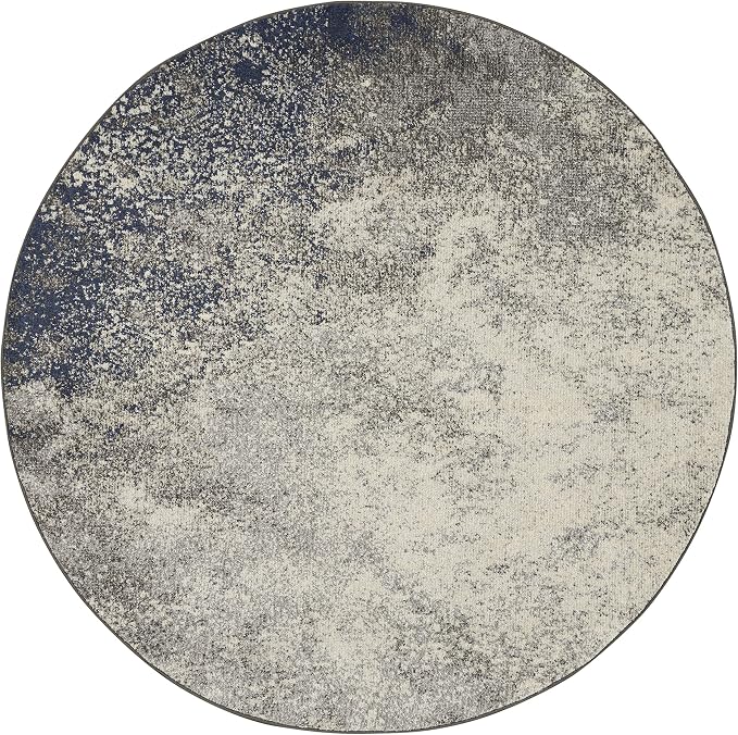 Nourison Home Passion Charcoal/Ivory 5'3'' x Round Area-Rug, Modern, Abstract, Easy-Cleaning, Non Shedding, Bed Room, Living Room, Dining Room, Kitchen, (5' Round)