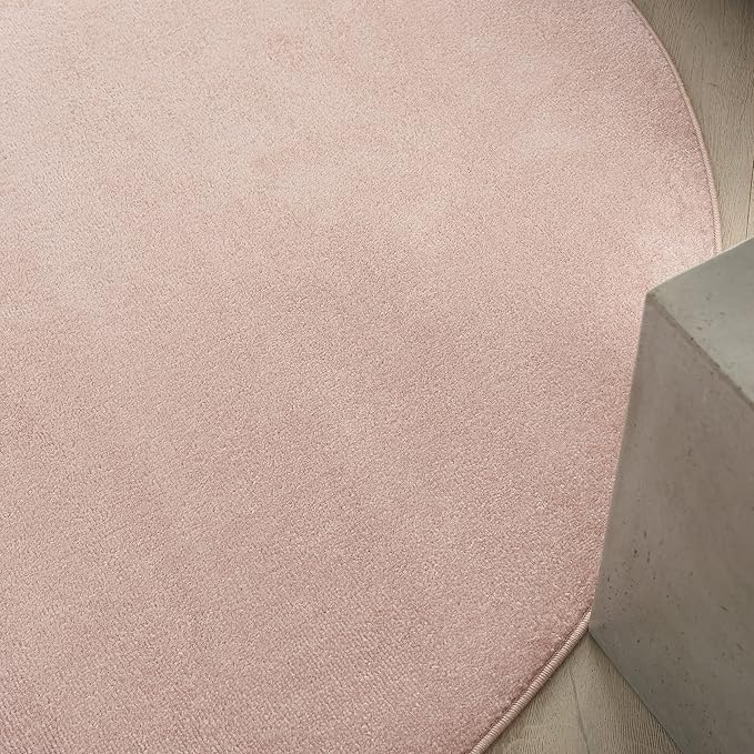 Nourison Home Nourison Essentials Pink 6' x Round Area Rug - Easy Clean, Non Shedding, Bed Room, Living Room, Dining Room, Kitchen (6' x Round)