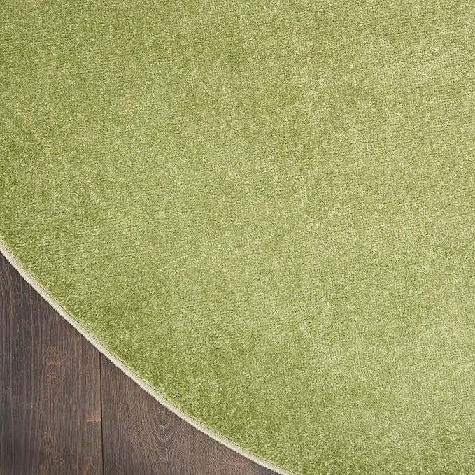 Nourison Home Nourison Essentials Green 6' x Round Area Rug - Easy Clean, Non Shedding, Bed Room, Living Room, Dining Room, Kitchen (6' x Round)