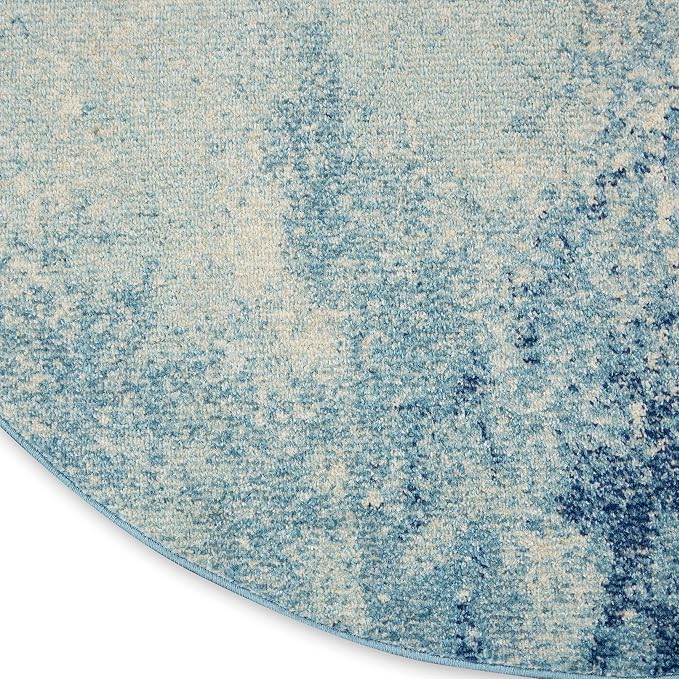 Nourison Home Passion Navy/Light Blue 8' x Round Area-Rug, Modern, Abstract, Easy-Cleaning, Non Shedding, Bed Room, Living Room, Dining Room, Kitchen, (8' Round)