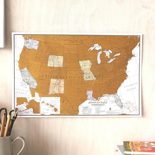 Maps International - Scratch The World Travel Map | Frameable 11 x 17 in - Updated 2025 with Detailed Borders