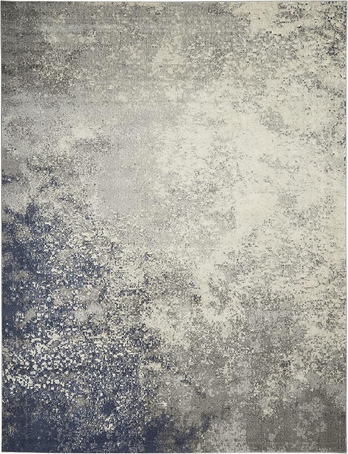 Nourison Home Passion Charcoal/Ivory 9' x 12' Area-Rug, Modern, Abstract, Easy-Cleaning, Non Shedding, Bed Room, Living Room, Dining Room, Kitchen (9x12)