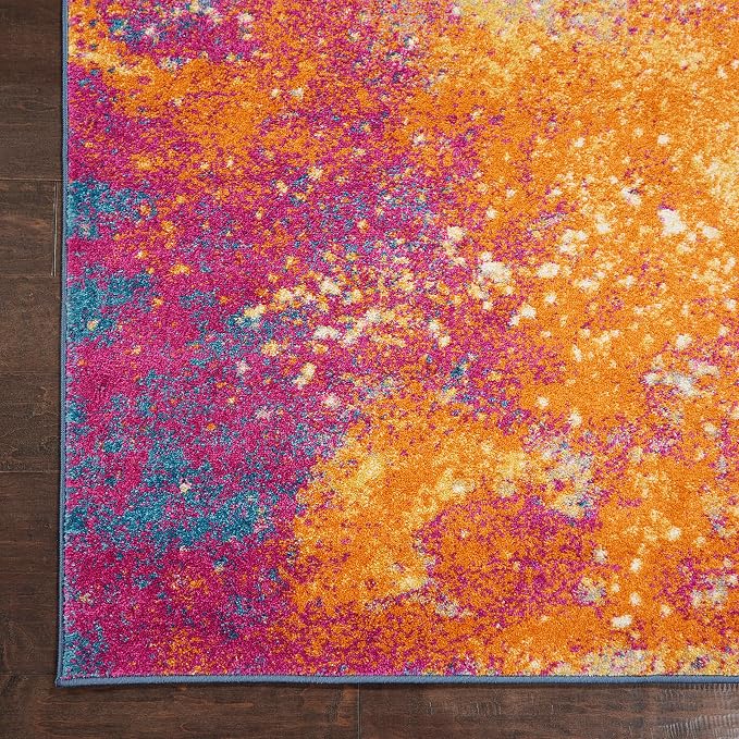 Nourison Home Passion Modern Sunburst 2'2'' x 14 Area-Rug, Easy-Cleaning, Non Shedding, Bed Room, Living Room, Dining Room, Kitchen (2x14)