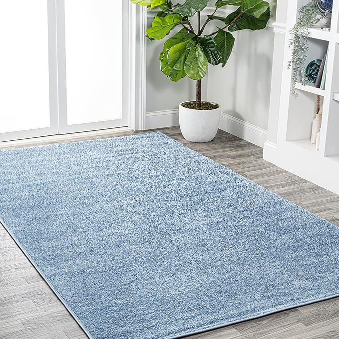 JONATHAN Y Haze Solid Low-Pile Classic Blue Indoor Area Rug 5x8, Coastal,Bohemian,Minimalist,Classic, Easy-Cleaning for Living Room,Bedroom,Kitchen,Pet Friendly,Non-Shedding (SEU100F-5)