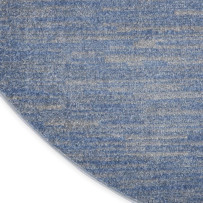 Nourison Home Nourison Essentials Blue Grey 4' x Round Area Rug - Easy Clean, Non Shedding, Bed Room, Living Room, Dining Room, Kitchen (4' x Round)