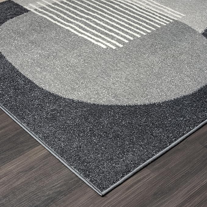 Abani Deco Collection Area Rug - Grey Minimalist Design -5'3" x 7'6"(5'x8') - Easy to Clean - Durable for Kids and Pets - Non-Shedding - Medium Pile - Soft Feel - for Living Room, Bedroom & Office
