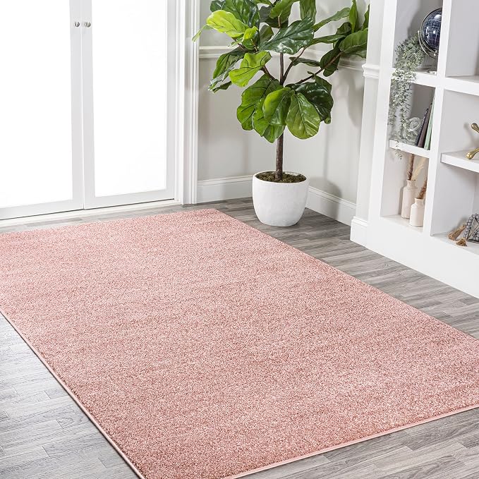 JONATHAN Y Haze Solid Low-Pile Pink Indoor Area Rug 9x12, Coastal,Bohemian,Minimalist,Classic, Easy-Cleaning for Living Room,Bedroom,Kitchen,Pet Friendly,Non-Shedding (SEU100P-9)