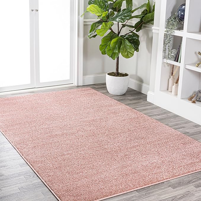 JONATHAN Y Haze Solid Low-Pile Pink Indoor Area Rug 12x15, Coastal,Bohemian,Minimalist,Classic, Easy-Cleaning for Living Room,Bedroom,Kitchen,Pet Friendly,Non-Shedding (SEU100P-15)