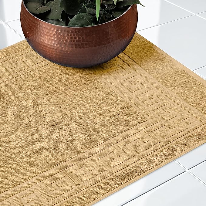 Superior Hotel & Spa Quality Bath Mat Set of 2, Made of Long-Staple Combed Cotton, Durable and Washable Bathroom Mat 2-Pack - Toast, 22" x 35" each