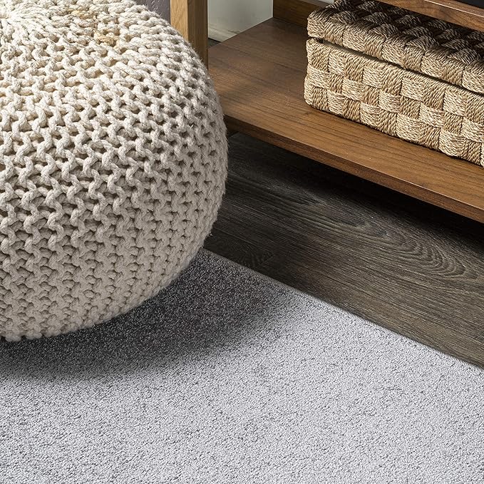 JONATHAN Y Haze Solid Low-Pile Light Gray 5x5 Square Indoor Area Rug, Coastal,Bohemian,Minimalist,Classic, Easy-Cleaning for Living Room,Bedroom,Kitchen,Pet Friendly,Non-Shedding (SEU100K-5SQ)