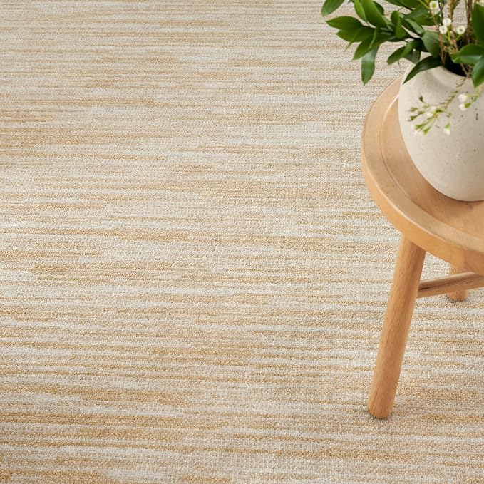 Nourison Home Nourison Essentials Ivory Gold 4' x Round Area Rug - Easy Clean, Non Shedding, Bed Room, Living Room, Dining Room, Kitchen (4' x Round)