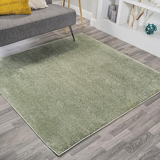 JONATHAN Y Haze Solid Low-Pile Green 7x7 Square Indoor Area Rug, Coastal,Bohemian,Minimalist,Classic, Easy-Cleaning for Living Room,Bedroom,Kitchen,Pet Friendly,Non-Shedding (SEU100O-7SQ)