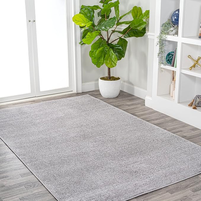 JONATHAN Y Haze Solid Low-Pile Light Gray Indoor Area Rug 12x15, Coastal,Bohemian,Minimalist,Classic, Easy-Cleaning for Living Room,Bedroom,Kitchen,Pet Friendly,Non-Shedding (SEU100K-15)