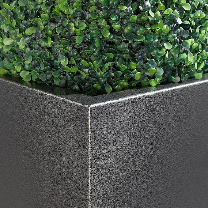 Wallowa Metallic Heavy Tall Outdoor/Indoor Planter Box, Rectangular, 14Lx14Wx30H Inches, ‎25LBS/PC, Dark Gray, No Assembly Required and Seamless, Set of 2
