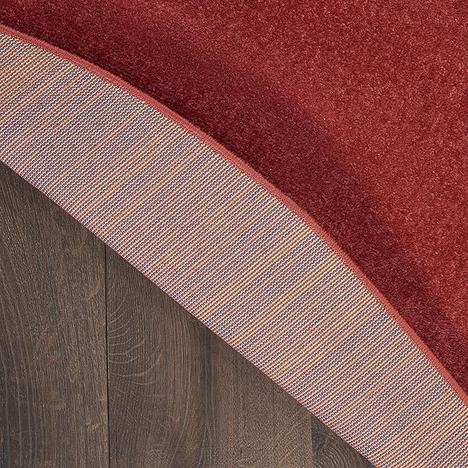 Nourison Home Nourison Essentials Brick Red 6' x Round Area Rug - Easy Clean, Non Shedding, Bed Room, Living Room, Dining Room, Kitchen (6' x Round)