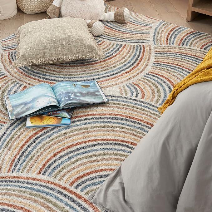 Nourison Home Astra Machine Washable Ivory Multicolor 9' x 12' Area Rug - Easy Clean, Non Shedding, Bed Room, Living Room, Dining Room, Kitchen (9' x 12')