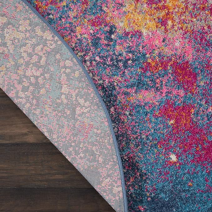 Nourison Home Passion Sunburst 8' x Round Area-Rug, Modern, Abstract, Easy-Cleaning, Non Shedding, Bed Room, Living Room, Dining Room, Kitchen, (8' Round)