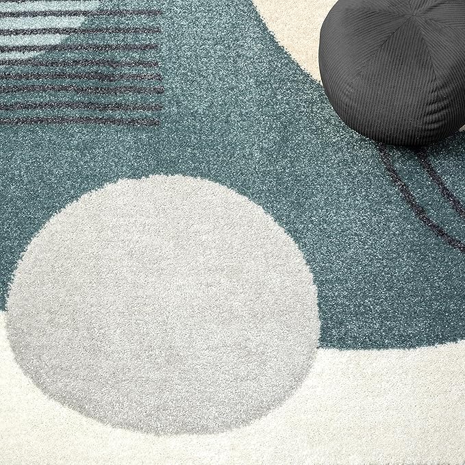 Abani Deco Area Rug -Cream/Green Minimalist Design -7'9" x 10'2"(8'x10') - Easy to Clean - Durable for Kids and Pets - Non-Shedding - Medium Pile - Soft Feel - for Living Room, Bedroom & Office