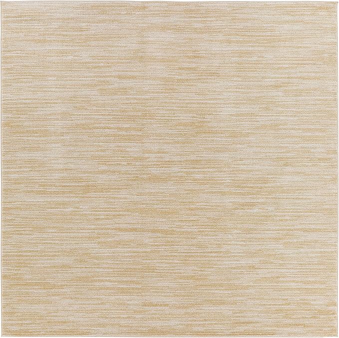 Nourison Home Nourison Essentials Ivory Gold 7' x Square Area Rug - Easy Clean, Non Shedding, Bed Room, Living Room, Dining Room, Kitchen (7' x Square)