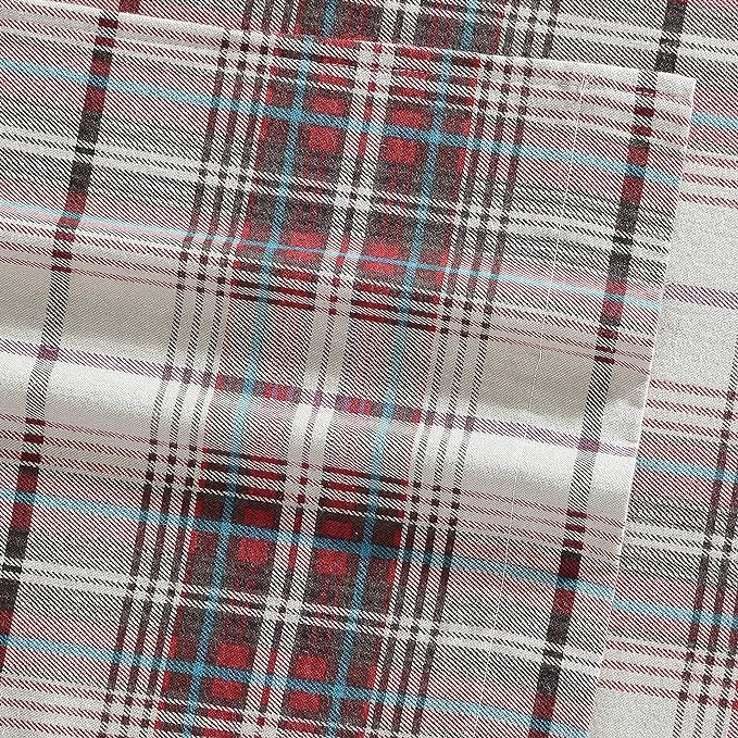Eddie Bauer - Flannel Sheets King Size, Anti-Pilling & Wrinkle Resistant Cotton, Touchably Soft for All-Season Comfort - Bed Sheets with Matching Pillowcases & Fitted Sheet (Montlake Plaid Red)
