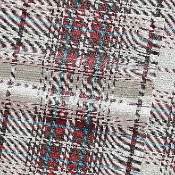 Eddie Bauer - Flannel Sheets Twin Size, Anti-Pilling & Wrinkle Resistant Cotton, Touchably Soft for All-Season Comfort - Bed Sheets with Matching Pillowcases & Fitted Sheet (Montlake Plaid Red)