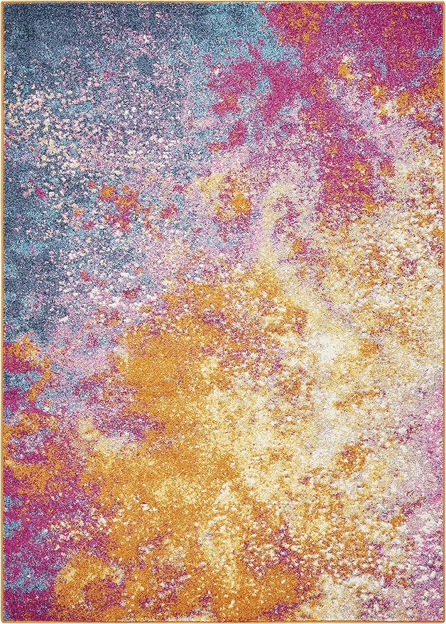 Nourison Home Passion Sunburst 3'9'' x 5'9'' Area-Rug, Modern, Abstract, Easy-Cleaning, Non Shedding, Bed Room, Living Room, Dining Room, Kitchen, (4' x 6')