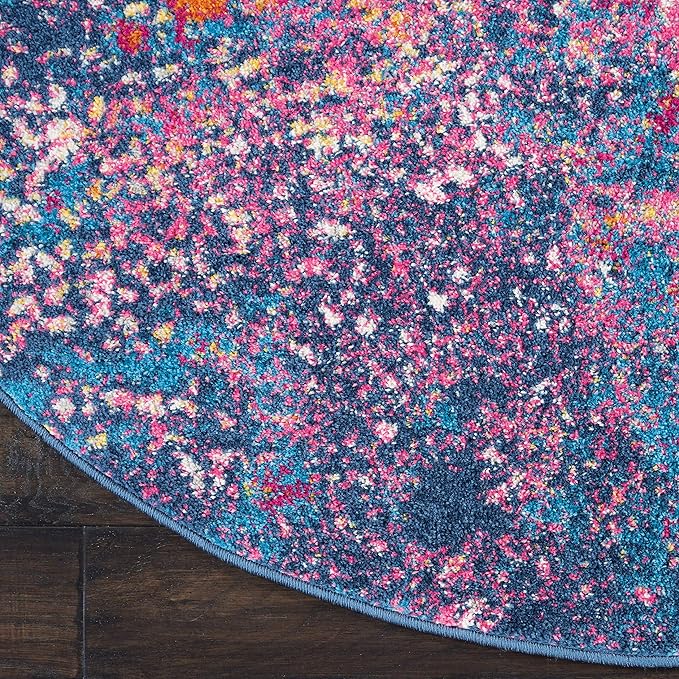 Nourison Home Passion Sunburst 8' x Round Area-Rug, Modern, Abstract, Easy-Cleaning, Non Shedding, Bed Room, Living Room, Dining Room, Kitchen, (8' Round)
