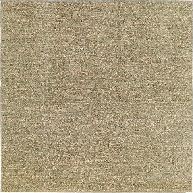 Nourison Home Nourison Essentials Green Gold 7' x Square Area Rug - Easy Clean, Non Shedding, Bed Room, Living Room, Dining Room, Kitchen (7' x Square)