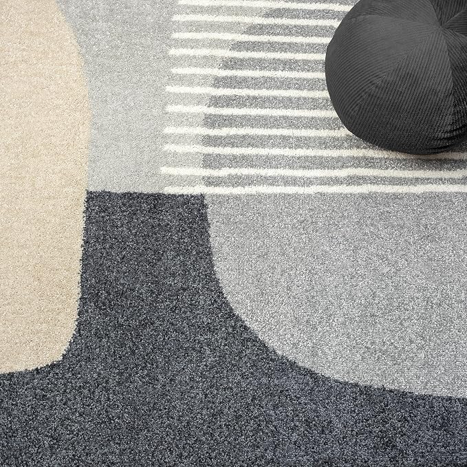 Abani Deco Collection Area Rug - Grey Minimalist Design -5'3" x 7'6"(5'x8') - Easy to Clean - Durable for Kids and Pets - Non-Shedding - Medium Pile - Soft Feel - for Living Room, Bedroom & Office